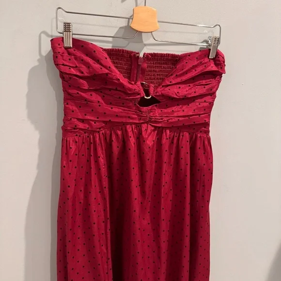 NWT Abercrombie & Fitch Strapless Cutout Maxi Dress in Plum Dot, Size MP - Picture 6 of 13